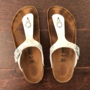 lightly used birkenstocks that are holographic